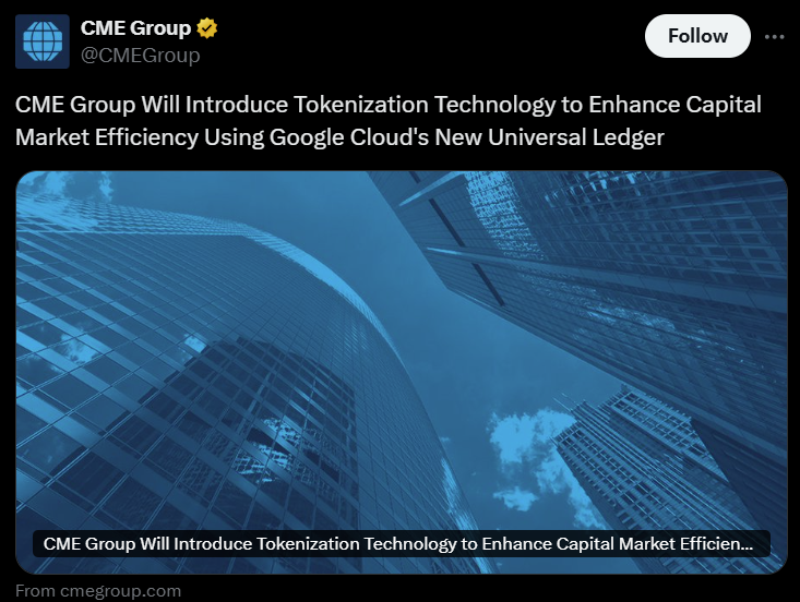 Google, CME, Tokenization