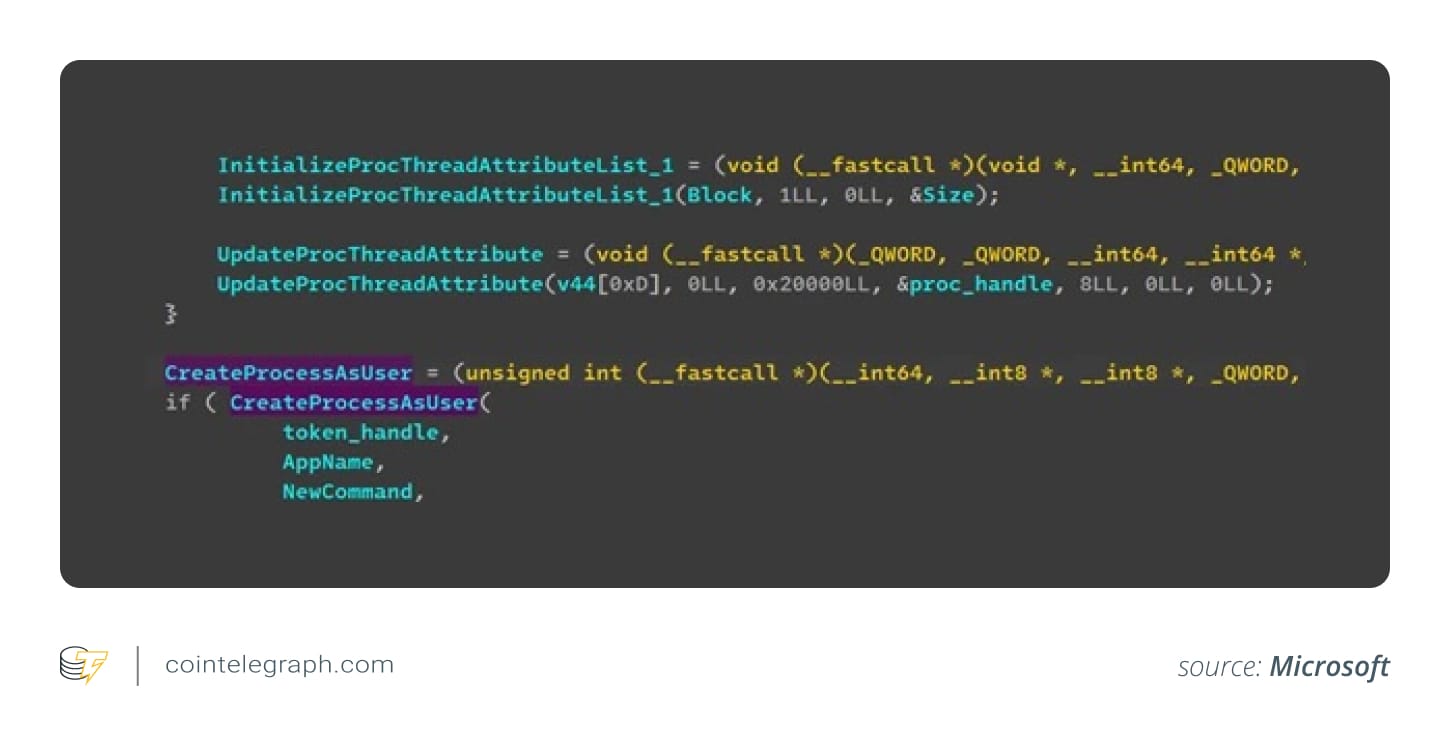 StilachiRAT запускает процесс от имени другого пользователя
