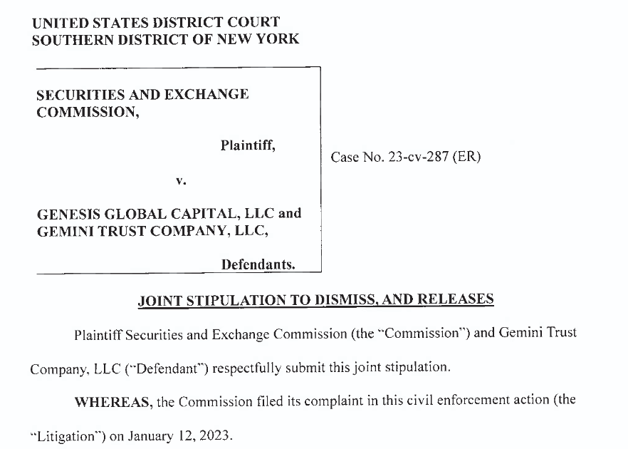 Law, SEC, Gemini, Bankruptcy, Lending